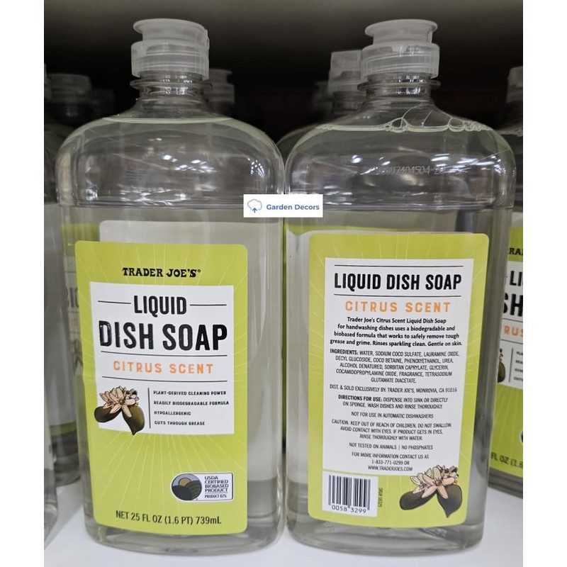 Trader Joe Liquid Dish Soap Citrus Scent 25fl oz 739ml