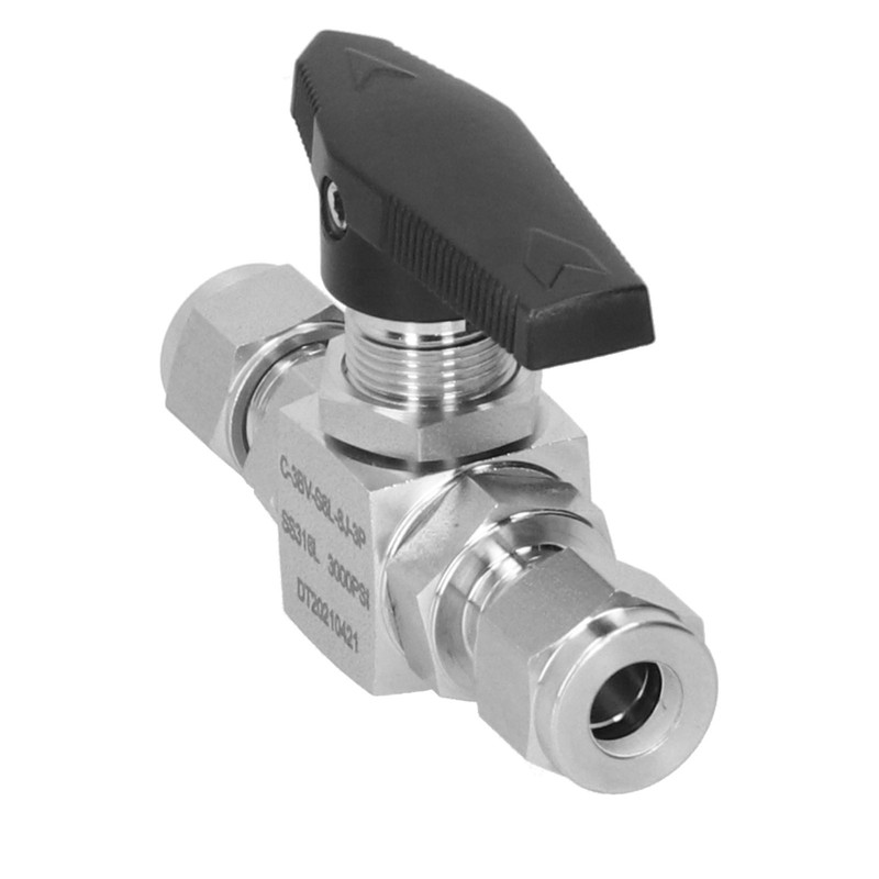Ball Valve Stainless Steel 3Piece Type StraightThrough Ferrule Equipment SS316L
