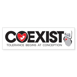 CafePress Coexist (Pro Life) 10"x3" Rectangle Vinyl Bumper Sticker Car Decal