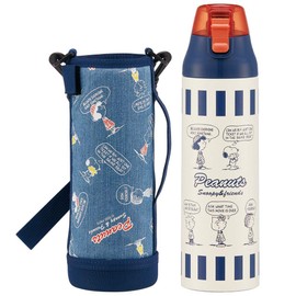 Skater KSDC10S Sports Bottle, Direct Drinking Water Bottle, 35.0 fl oz (990 ml), Includes Bottle Cover, Peanuts, Striped, Snoopy