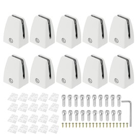 PATIKIL 10 Pcs Office Desk Partition Support Bracket, Aluminum Alloy Sneeze Guard Support Clamps Desktop Divider Clips for Offices Stores Counter Privacy Panel, Matte White