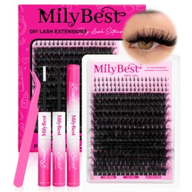 Long Fluffy Lash Clusters Kit 200D with Bottom Lashes, 16-25mm