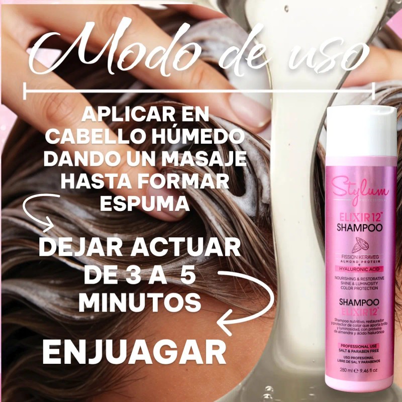 Shampoo Nutritivo Profesional Stylum 280ml Brillo, Vitalidad y Fortalecimiento Sin