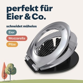 kjøk Premium Egg Slicer Stainless Steel Wires, Zinc Alloy Frame - Professional Cutter for Eggs, Mozzarella, Mushrooms and Soft Fruits - and Vegetables - Egg Divider Dishwasher Safe Mother's Day Gift
