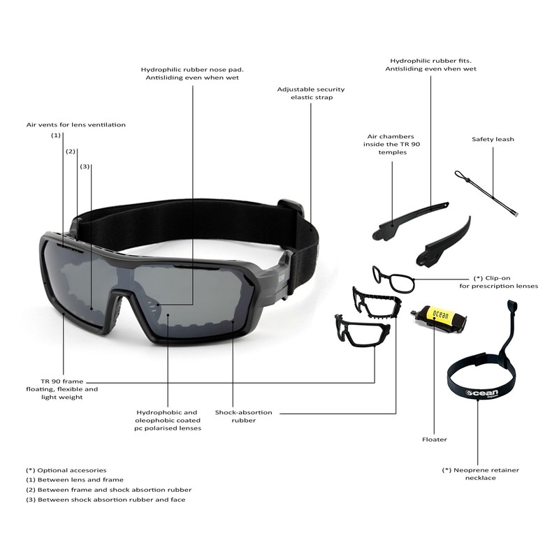 Ocean OCN-3700-0X Floating Sunglasses, UV Protection, Recyclable Material, Frame &