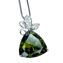 Large Trillion Cut Peridot Necklace - Sterling Silver Butterfly Bail - Luxury 8ct August Birthstone - Triangle Green Peridot Pendant