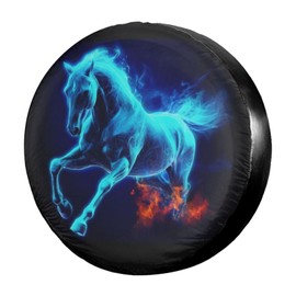 Delerain Spare Tire Cover Blue Horse Wheel Covers Waterproof Dust-Proof UV Sun Universal Fit for Trailer RV SUV Truck and Many Vehicle (17 Inch for Diameter 31"-33")