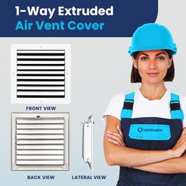 10x10 Inch (Duct Opening) Aluminum 1-Way Air Flow Vent – HVAC Vent Cover for Wall or Ceiling – Quiet HVAC Wall Register - Multi-Shutter Damper – Adjustable Curved Blade - Plastic Seal for Tight Fit