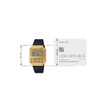 CASIO DIGITAL CLASSIC SQUARE, ALARM, S/WATCH,100MWR, GOLD FACE, BLK RESIN