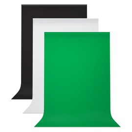 Julius Studio 10 x 20 ft. (W x H) White, Black, Green Backdrop Background Screen Bundle, High Density Premium A+ Grade>150GSM Synthetic Fabric Professional, Wrinkle Resistant, True Chromakey, JSAG845