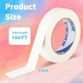 KIWIHUB Artist Tape for Watercolor Paper, White Art Masking Tape for Drafting Painting Canvas Framing - Acid Free, 1" x 180 FT