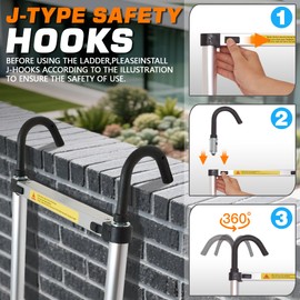 10.5FT Telescoping Ladder with 2 Hooks,11 Step Ladder,330LB Load Capacity,Portable Telescopic Folding Extension Ladder Heavy Duty Collapsible(10.5 FT with 2 Hooks)