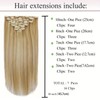 HILYN Clip in Human Hair Extensions, 120g Clips Light Brown