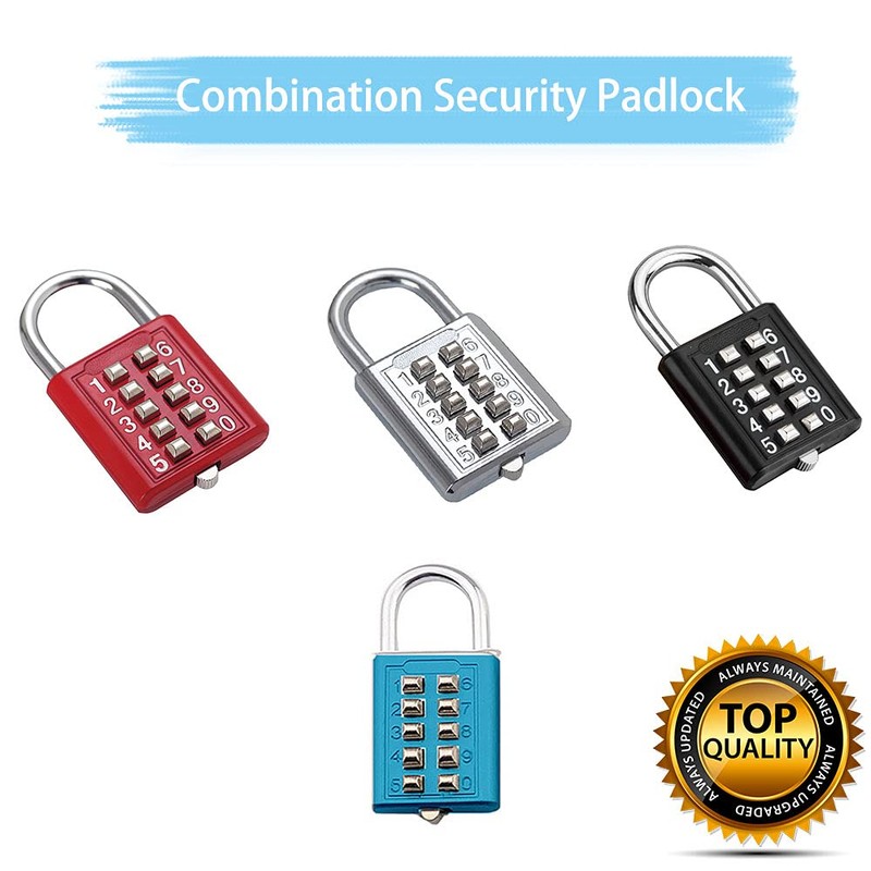 10 Digit Combination Padlock, 6 mm Locking Rod 5 Digit