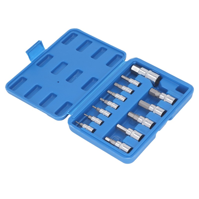 13 Pcs Hex Bit Socket Set 1/4 3/8 1/2 Inch