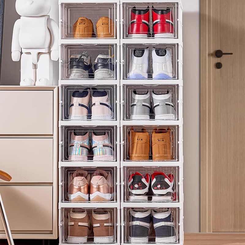 VaNaenic Foldable Shoe Rack,No Assembly Stackable Shoe Storage Box with