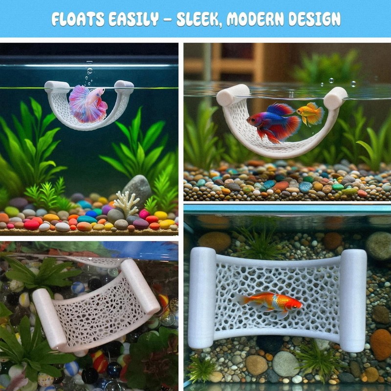 White Floating Betta Fish Hammock – Minimalist Rest Platform &