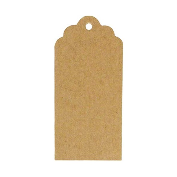 Wrapables 50 Gift Tags/Kraft Hang Tags with Free Cut Strings for Gifts, Crafts & Price Tags - Scalloped Tag