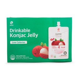 Jelly.B Drinkable Konjac Jelly, Lychee Flavor – 10ct | Low Calories (4 Kcal), 0 Sugar, K-Pop Star Favorite Healthy Drink - Flavors: Blueberry