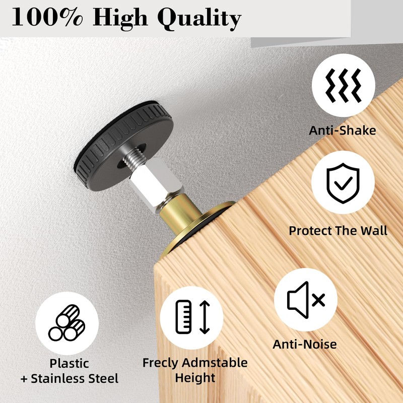 Pack of 8 Bed Frame, Anti Shake Spacer, Black, Adjustable