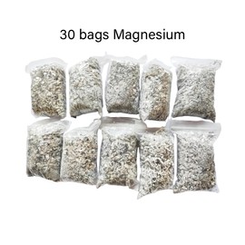 eGreen Magnesium Shavings – 10/15/20/25/30 Bag Fire Starter Packs+ 5.2" Fire Rope / 20x4 Wax Ropes (Burn Time 60/240 min) – 99% Pure Magnesium for Camping, Hiking, Emergency, Survival Kits (30 x Mg)
