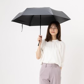 LIEBEN-0241 Folding Parasol Cool Plus Thermal Shielding Auto Open and Close Umbrella, Solid Color, Women's, 19.7 inches (50 cm) x 6 Ribs, 100% Light Shielding and 100% UV Protection 100% Fabric, gray