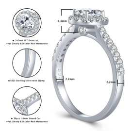 Atylyk Moissanite Engagement Rings 1 Carat Gold Plated Sterling Silver Oval Ring for Women (5)