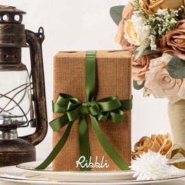 Ribbli Moss Green Satin Ribbon Double Faced Satin 1/2 inch x Continuous 50 Yards-Moss Ribbon for Gift Wrapping Crafts Wedding Decoration Bows Bouquet Floral Arrangement