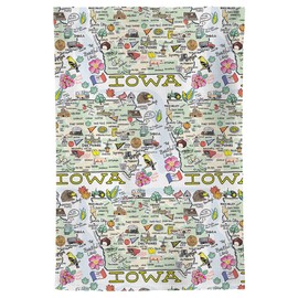 Fish Kiss 16"x24" Iowa Map Towel is 100% Microfiber Waffle Weave Help You Explore in Detail – Our Super Absorbent & Soft, Machine Washable State Map Towel is Stain & Wrinkle Resistant