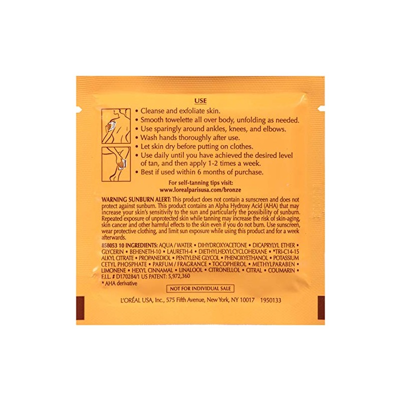 L'Oreal Paris Sublime Bronze Self-Tanning Body Towelettes, 6 Count