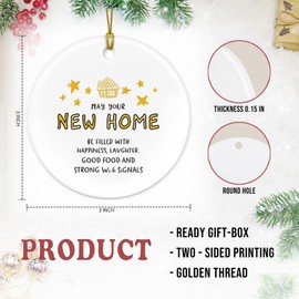 FISWAFY New Home Ornaments, New Home Gift Ideas, New Home Gifts for Couple, House Warming Gifts New Home, Housewarming Gifts for Women Men, New House Gift, Ceramic Christmas Hanging Ornament