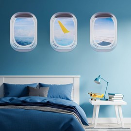 Drydiet Airplane Wing Stickers Plane Window Clings Self Adhesive Airplane Wall Decals Aviation Clouds Wall Decor 3D Wallpaper Art Gifts for Aviation Enthusiast Travel Birthday Party Favor Decorations