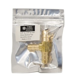 Brass Barbed Tee 3 Way Fitting 3/8 inch by 3/8inch by 3/8 inch Hose Connector fittings for air, fuel, water lines (1)