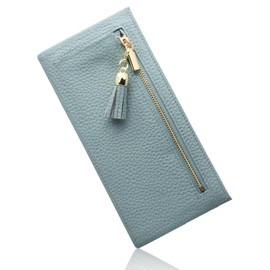 KNUTe Genuine Leather Long Wallet, Thin, Women's, Cowhide Leather, Thin, Slim, Lightweight, Smart Long Wallet, With Tassels, Anti-Skimming, Card Slot, Coin Purse, Leather, Ultra Thin, Zipper, Cute,