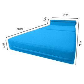 Danfuton Turquoise Sleeper Chair Folding Foam Bed, Portable Sleepover Mattress 6 x 36 x70