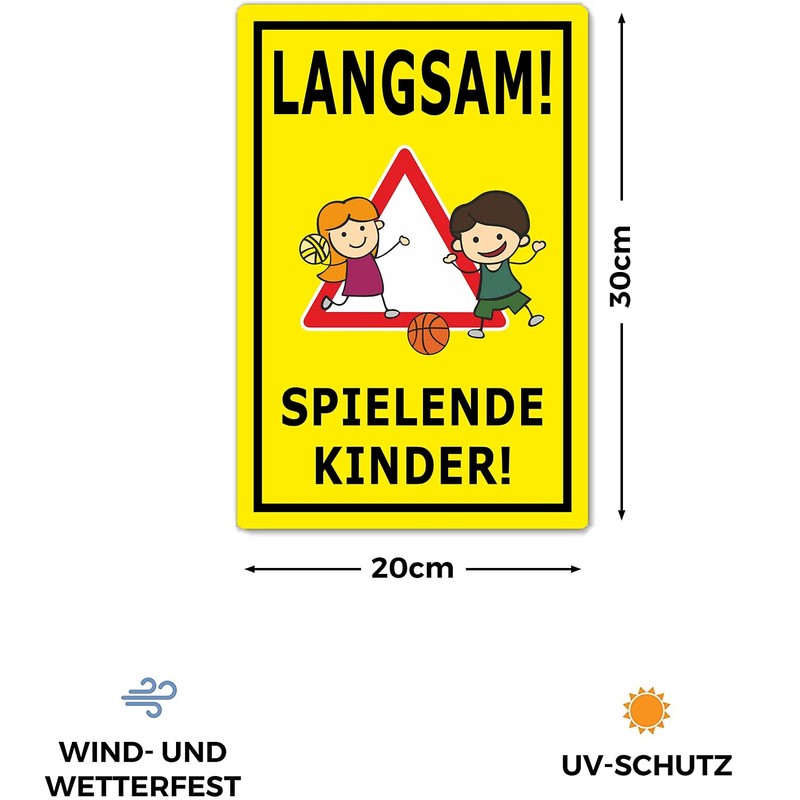 Pack of 2 - Achtung Kinder Sign (20 x 30