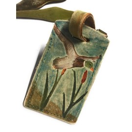 Rustic Mallard Duck Leather Luggage Tag