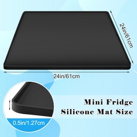 Mini Fridge Silicone Mat 24"x24"x0.5", COITEK Under Refrigerator Waterproof Mat with Raised Edges Protect Carpets Floor, Wide for Fridge, Washing Machines, Dryer
