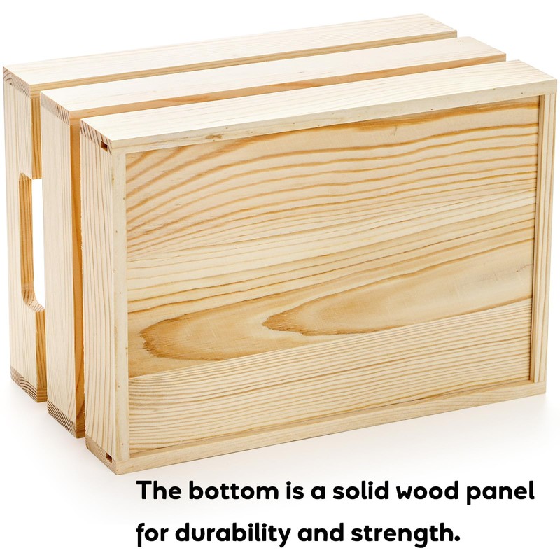 Youeon Set of 3 Rustic Wooden Nesting Crates with Handles,