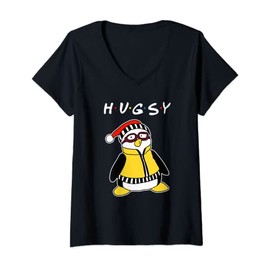 Womens Hugsy the penguin V-Neck T-Shirt
