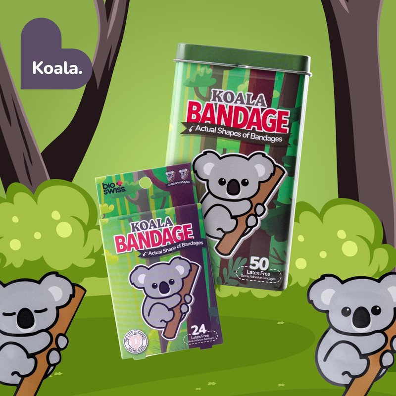 BioSwiss Bandages, Koala Shaped Self Adhesive Bandage, Latex Free Sterile