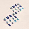Press on Nails Short Square SWEKKE Summer Fake Nails Blue