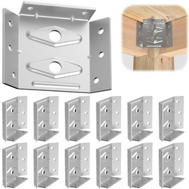 Fixirons Surface Mount Corner Brackets Mount Table Apron Corner Brackets for Desk Legs Coffee Dining Table Bench Legs MountCorner Braces Bracket with Accessories (12 PCS)