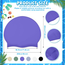 Velmitten 6 Pcs Unisex Adult Kid Silicone Swim Cap Waterproof Swimming Caps for Women and Men Comfortable Non Slip Swim Hat, Comfortable Fit for Long and Short Hair for Ages 8+ (Vintage Color)