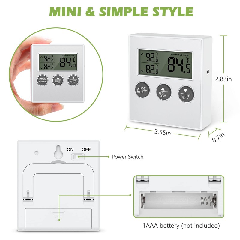 KeeKit Refrigerator Thermometer, 2 Pack Digital Freezer Thermometer, Upgraded Fridge