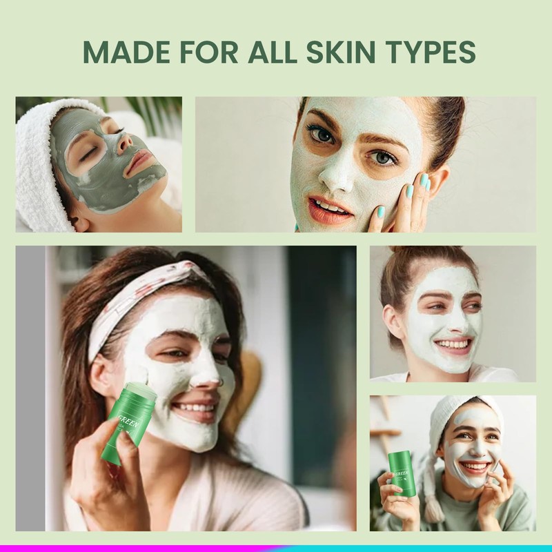 2 Stück Green Mask Stick, Grüner Tee Reinigungsmaske Stick, Tiefenreinigung