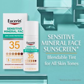 Eucerin Sun Tinted Mineral Sunscreen SPF 35 Lightweight Hypoallergenic Face L...