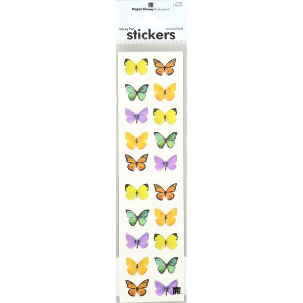 Paper House Productions ST-2212E Photo Real Stickypix Stickers, 2-Inch by 4-Inch, Butterflies (6-Pack)