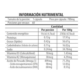 Naturagel Vitamina D3 con Vitamina K2 adicionado con Omega 3 | 700mg 30 Softgels Suplemento Alimenticio
