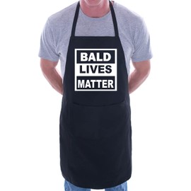Print4U Bald Lives Matter Funny BBQ Baking Cooking BBQ Apron Black